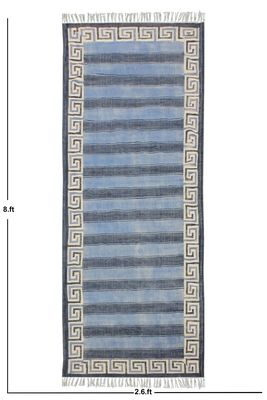 Handmade Blue cotton Printed area rug Outdoor Yoga floor rug Living room rug 3