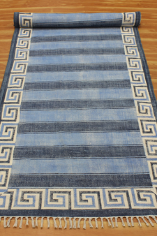 Handmade Blue cotton Printed area rug Outdoor Yoga floor rug Living room rug