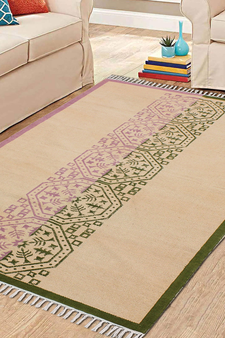 Cotton area rug Indian Boho Hand block print rug Garden Outdoor Yoga rug