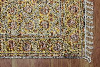 Natural Cotton area rug Yellow area rug Indian rug Dining room rug Outdoor rug 5