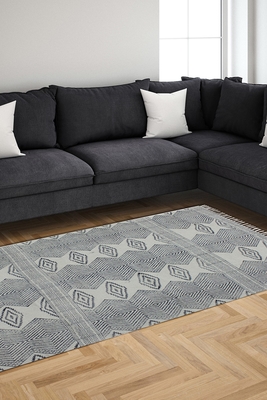 Geometric area rug Cotton area rug  Handmade rug Dining room rug Kitchen rug 2