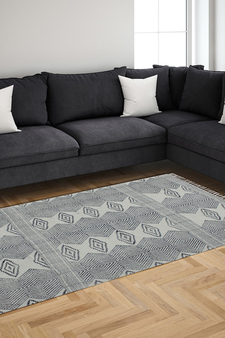 Geometric area rug Cotton area rug  Handmade rug Dining room rug Kitchen rug