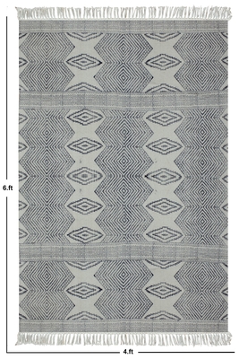 Geometric area rug Cotton area rug  Handmade rug Dining room rug Kitchen rug 3