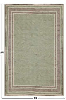 Dining Room Kilim Dhurrie Natural Geometric Area Rug Indian Cotton Carpet