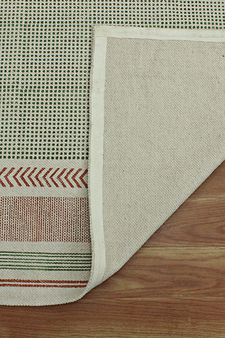 Dining Room Kilim Dhurrie Natural Geometric Area Rug Indian Cotton Carpet