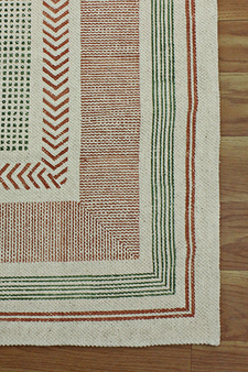 Dining Room Kilim Dhurrie Natural Geometric Area Rug Indian Cotton Carpet
