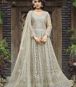 Designer Wedding Party Wear Anarkali Salwar Suit In Net Fabric With Satin Inner Embroidery Stonework Semi Stitched
