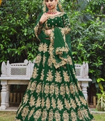 Premium Luxurious Wedding Wear Green Velvet Lehenga Choli Latest Design