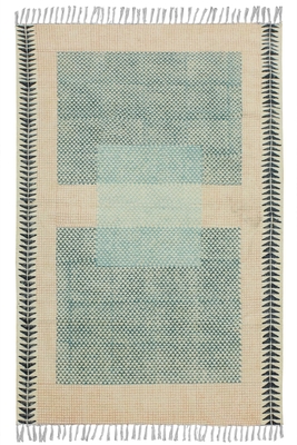 Casavani Indian Handmade Cotton rug Green Bedroom Rug Yoga Mat 1