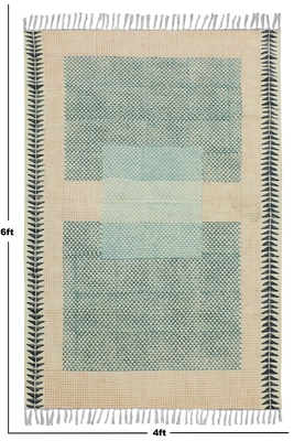 Casavani Indian Handmade Cotton rug Green Bedroom Rug Yoga Mat 3