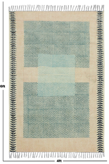 Casavani Indian Handmade Cotton rug Green Bedroom Rug Yoga Mat