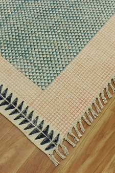 Casavani Indian Handmade Cotton rug Green Bedroom Rug Yoga Mat