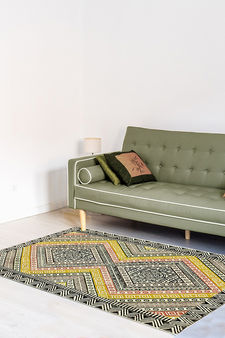 Handmade rug Dining room rug Yellow Geometric Cotton kilim Rug