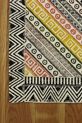 Handmade rug Dining room rug Yellow Geometric Cotton kilim Rug 4