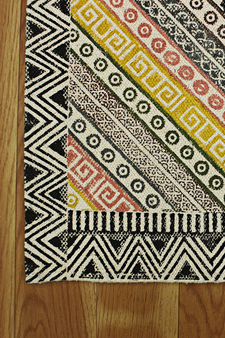 Handmade rug Dining room rug Yellow Geometric Cotton kilim Rug