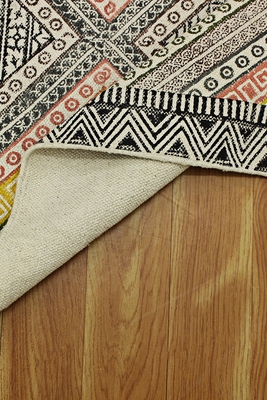 Handmade rug Dining room rug Yellow Geometric Cotton kilim Rug 5