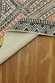 Handmade rug Dining room rug Yellow Geometric Cotton kilim Rug
