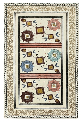 Hand Woven Beige Boho Dhurrie Indian Natural Cotton Rug Yoga Kilim 1