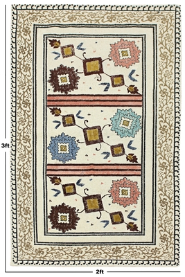 Hand Woven Beige Boho Dhurrie Indian Natural Cotton Rug Yoga Kilim 3