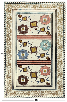 Hand Woven Beige Boho Dhurrie Indian Natural Cotton Rug Yoga Kilim