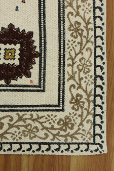 Hand Woven Beige Boho Dhurrie Indian Natural Cotton Rug Yoga Kilim