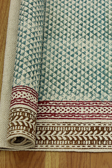Handmade Blue Cotton Dhurrie Traditional Carpet Garden Yoga Kilim