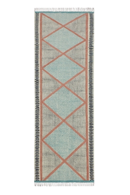 Casavani Cotton Brown Kilim Flat Weave Carpet Geometric Bedroom Rug 1