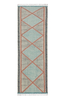 Casavani Cotton Brown Kilim Flat Weave Carpet Geometric Bedroom Rug