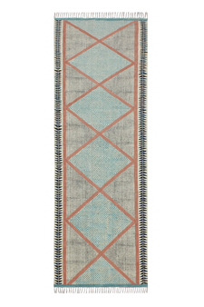 Casavani Cotton Brown Kilim Flat Weave Carpet Geometric Bedroom Rug