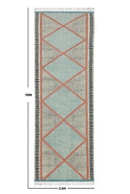 Casavani Cotton Brown Kilim Flat Weave Carpet Geometric Bedroom Rug 3