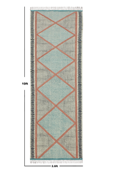 Casavani Cotton Brown Kilim Flat Weave Carpet Geometric Bedroom Rug