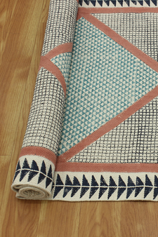 Casavani Cotton Brown Kilim Flat Weave Carpet Geometric Bedroom Rug