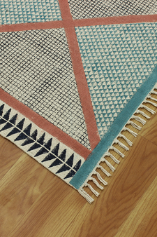 Casavani Cotton Brown Kilim Flat Weave Carpet Geometric Bedroom Rug