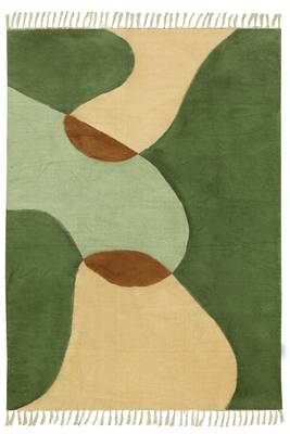 Handmade Bedroom Area Carpets Yoga Mat Washable Cotton Green Area Rug 1