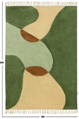 Handmade Bedroom Area Carpets Yoga Mat Washable Cotton Green Area Rug 3