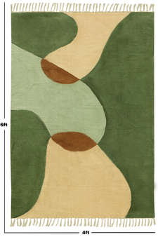 Handmade Bedroom Area Carpets Yoga Mat Washable Cotton Green Area Rug