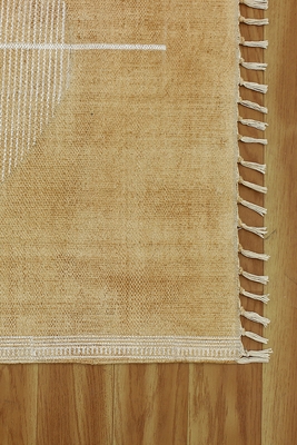 Geometric Rug Brown Kitchen Durries Handmade Custom Cotton Rugs 5