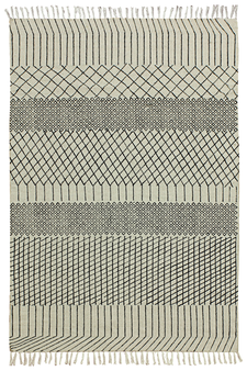 Indian Geometric Hand-Woven Rug Organic Cotton mat Beige Eco Friendly Dhurrie