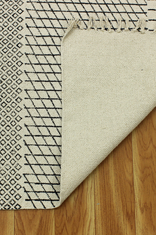 Indian Geometric Hand-Woven Rug Organic Cotton mat Beige Eco Friendly Dhurrie