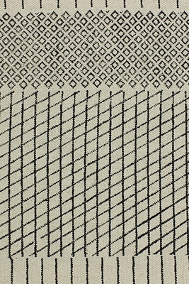 Indian Geometric Hand-Woven Rug Organic Cotton mat Beige Eco Friendly Dhurrie 5