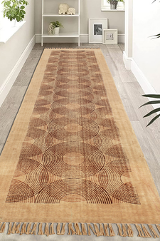 Casavani Hand Woven Durries Geometric Kitchen Outdoor Brown Carpet