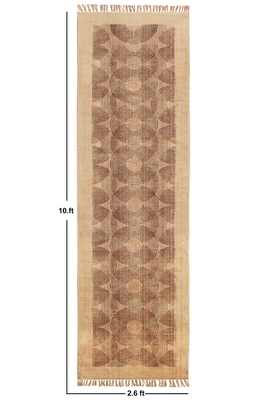 Casavani Hand Woven Durries Geometric Kitchen Outdoor Brown Carpet 3