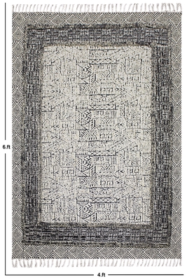 Indian Beige Cotton Carpet Hand Block Print Rug Eco Friendly Dhurrie Outdoor Kilim 3