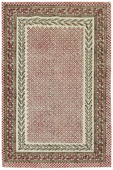 Casavani Indian Handmade Flat Weave Red Garden Kilim Boho Dhurrie