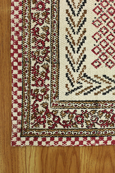 Casavani Indian Handmade Flat Weave Red Garden Kilim Boho Dhurrie