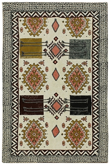 Indian Cotton Durries Traditional Beige Kilim Living Room Rug Custom Area Rug