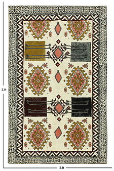 Indian Cotton Durries Traditional Beige Kilim Living Room Rug Custom Area Rug
