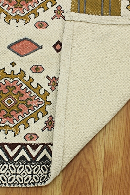 Indian Cotton Durries Traditional Beige Kilim Living Room Rug Custom Area Rug 4