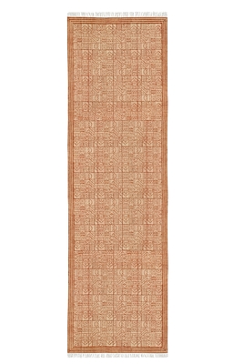 Orange Entrance Rug Indian Handmade Cotton Durries Kitchen Rug 1