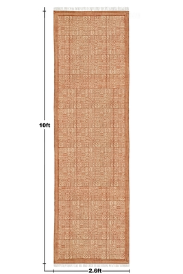 Orange Entrance Rug Indian Handmade Cotton Durries Kitchen Rug 3